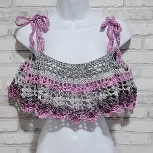 Handmade Crochet Beach Cover Up Lace Crop Top Festival